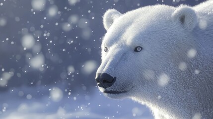  a white polar bear standing in the snow, with a blurred background The resolution of the image is 1920x1200