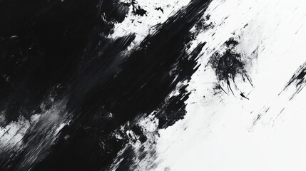 A black splatter ink background offers a striking and dynamic contrast and visual experience. Abstract black watercolor paint splash background. black splash isolated on white