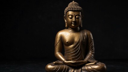 Obraz premium Buddha statue or model against a black background.