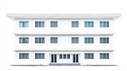 Fototapeta premium a white building with many windows and doors, set against a white background
