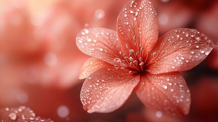 Fototapeta premium Stunning Close-up of a Delicate Flower with Dew Drops, A Breathtaking Floral Masterpiece