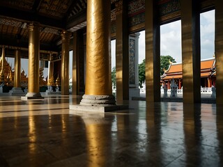 Fototapeta premium Buddhist temple in Bangkok, Thailand.