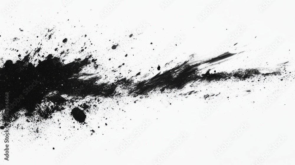 Wall mural a black splatter ink background offers a striking and dynamic contrast and visual experience. abstra