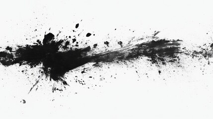 A black splatter ink background offers a striking and dynamic contrast and visual experience. Abstract black watercolor paint splash background. black splash isolated on white
