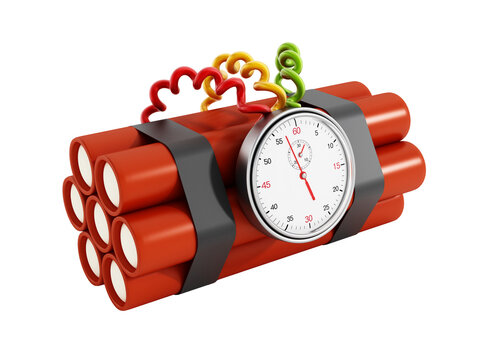 Dynamites with electronic timer isolated on transparent background