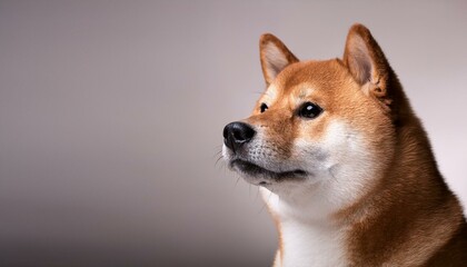 Shiba Inu dog studio shot, room for text