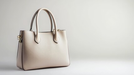  a white tote bag on a white background The bag is made of a sturdy material and has two handles for easy carrying It has a rectangular shape with a zipper closure