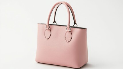  a pink tote bag on a white background The bag is made of a soft, supple material and has two handles for easy carrying It has a rectangular shape with a zipper cl