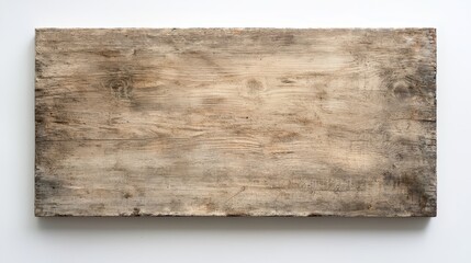  a wooden board on a white wall with a white background The board is made of wood and has a rustic, weathered look to it, giving it a unique and aged appearance