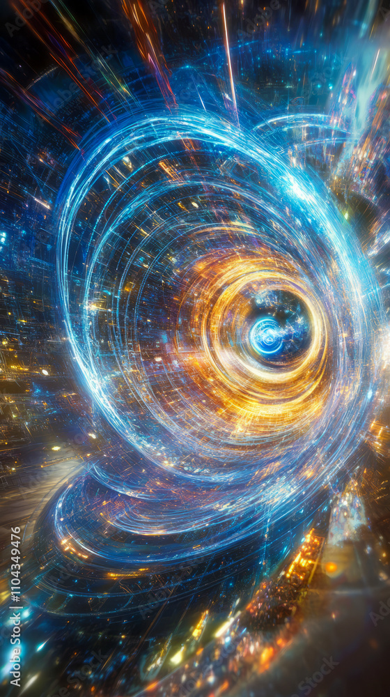 Poster vivid cosmic vortex with dynamic swirls and galactic light patterns