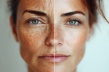 Detailed Before and After Portrait of Anti-Wrinkles Treatment Demonstrating Visible Skin Rejuvenation