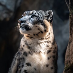 Obraz premium Majestic Snow Leopard Portrait: A Captivating Gaze