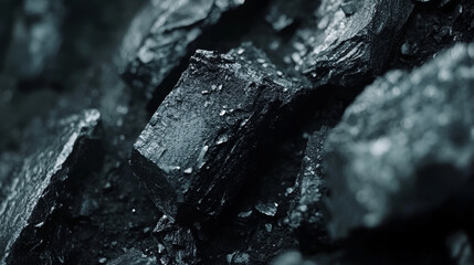 Fototapeta premium : The charcoal particles would appear jagged and uneven, showcasing their natural, rustic appearance.