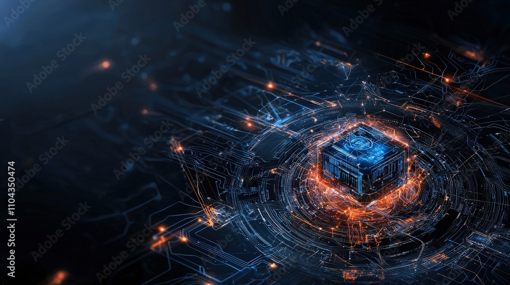 Poster Futuristic digital realm ai algorithms transforming business innovation through abstract visual representation
