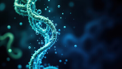 Semaglutide molecule with water droplets, science concept illustration.