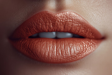 Obraz premium Glossy Copper Lips Macro Close-Up