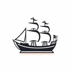 Ship Icon Isolated on White