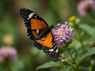 Butterfly feeding on nectar.