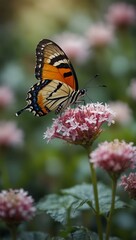 Obraz premium Butterfly in fantasy garden, soft focus and dreamy.