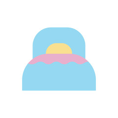 Bed flat icon vector design illustration, bedroom interior furniture vector. 