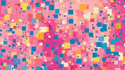 Fototapeta premium Retro geometric pixel pattern. playful fun kaleidoscopic pink wallpaper. colorful summer vintage geo dot mosaic for seamless texture background. Kaleidoscopic. Illustration