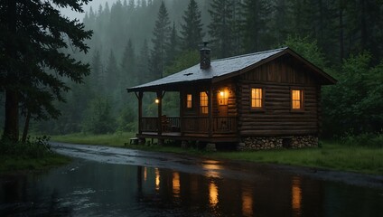 Fototapeta premium Cabin in the rain.