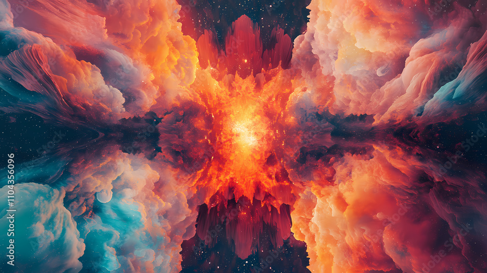 Wall mural stunning visual representation of a cosmic explosion showcasing a vibrant kaleidoscopic display of c