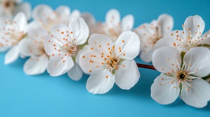 Fototapeta premium Close-up View of Delicate Spring Blossoms: A Tender Floral Display