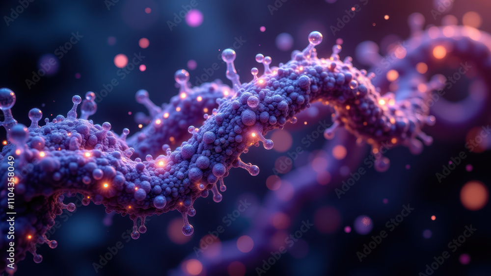 Poster magnified view of a single semaglutide molecule showcasing its intricate structure, illuminated by v