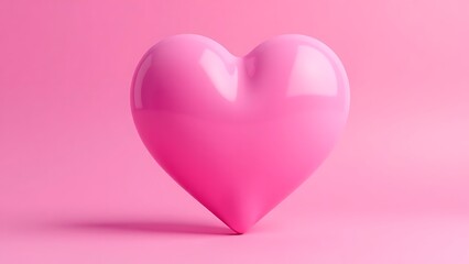 pink heart balloon. 3D pink heart on pink background 