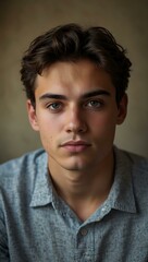 Obraz premium Calm portrait of a young man with natural lighting.
