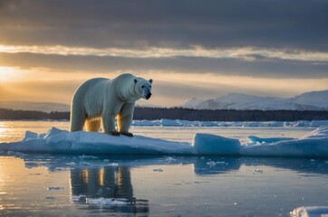 The polar bear is in his element in the Arctic ice.