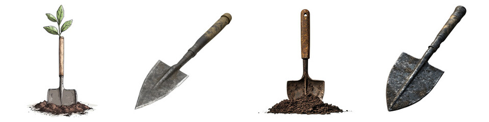 Spade &ndash; Tool with a Flat Blade Used for Digging and Moving Soil and Plants Isolated on Clear White Background Highly Detailed
