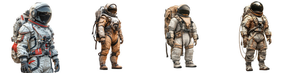 Naklejka premium Spacesuit – A Specially Designed Suit Worn by Astronauts for Protection and Mobility While Exploring Mars Isolated on Clear White Background Highly Detailed