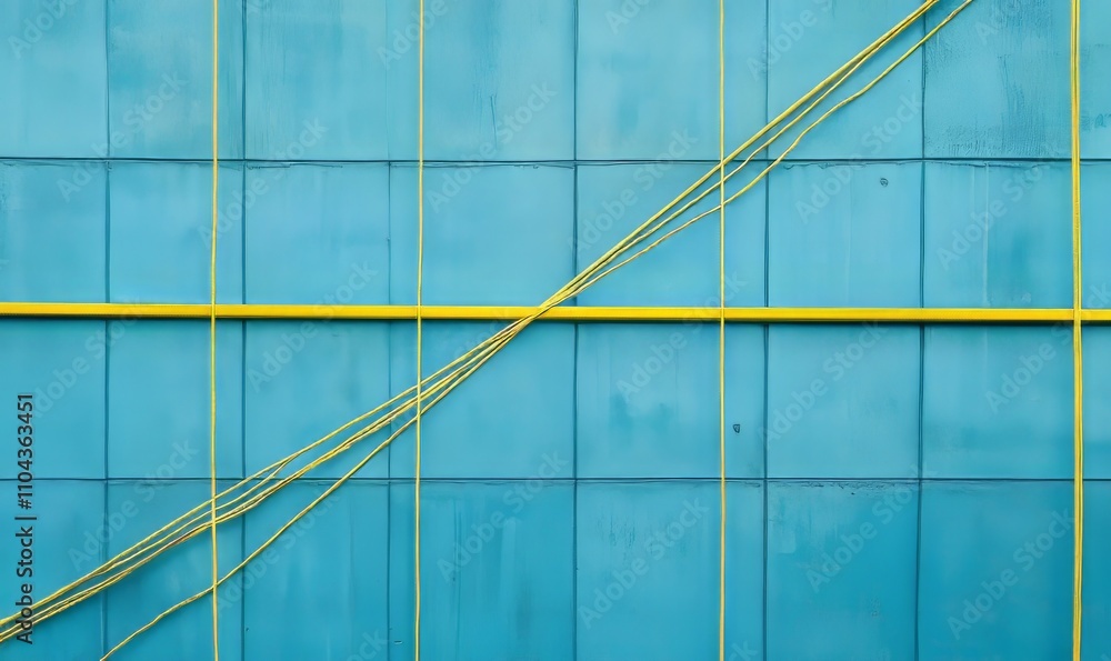 Poster a series of lines in a blue background with a yellow line in the middle