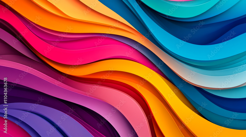Poster colorful abstract waves with vibrant multicolored curves and dynamic flow
