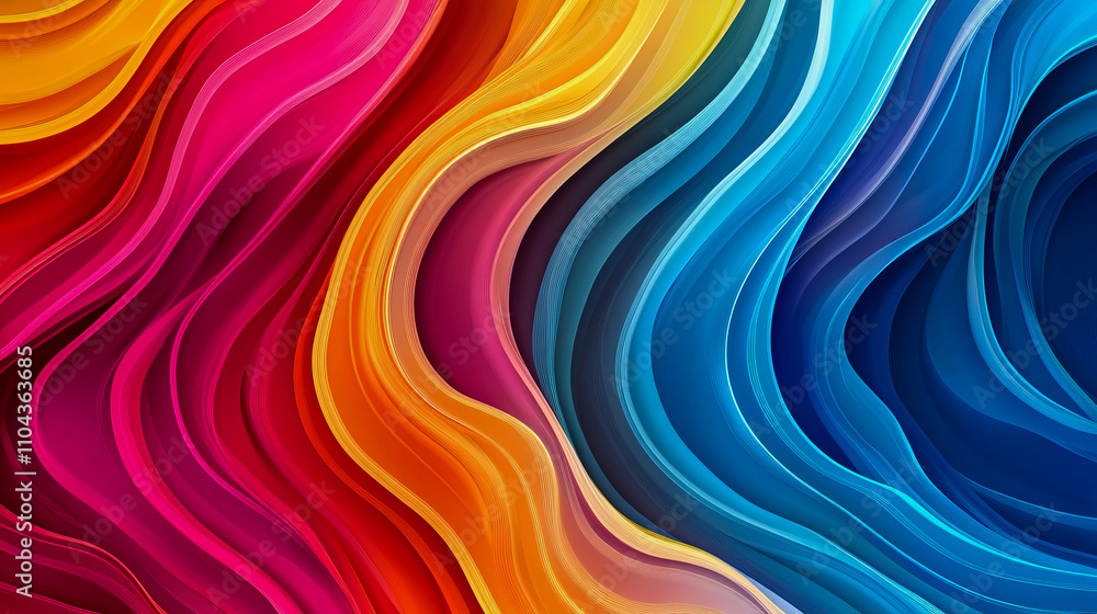 Poster vibrant multicolored abstract waves with dynamic flow and movement