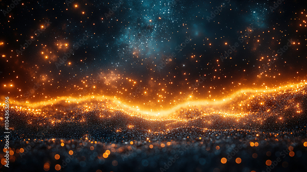 Poster mesmerizing glow of cosmic dust and sparkling stars in a vast universe at night. generative ai