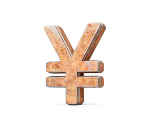 Obraz premium Japanese Yen Currency Symbol Made Of Old Rusty Iron Metal Texture 3d Illustration