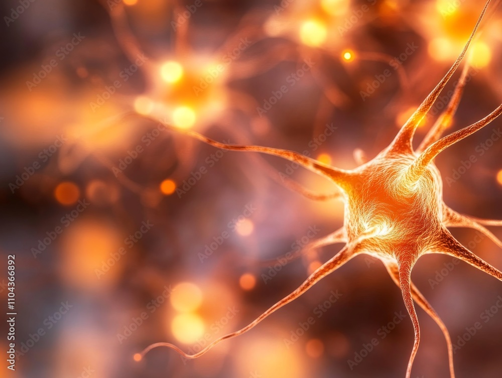 Aufkleber an intricate network of glowing neuron cells showcases animated connections reflecting neural activi