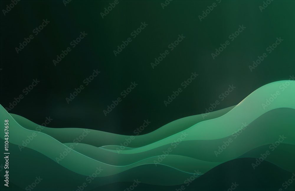 Aufkleber abstract illustration shows smooth dark green waves. gradient effect creates depth. modern artistic 