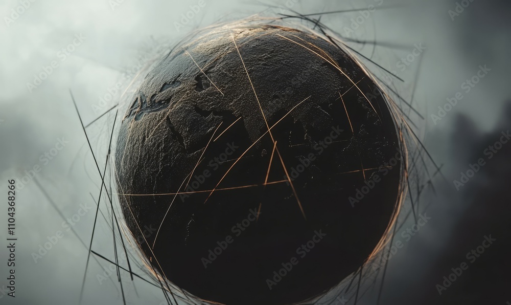 Poster a globe with many lines coming out of it