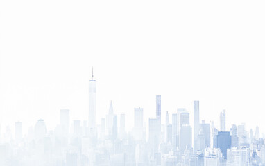 Obraz premium Foggy urban skyline with skyscrapers under clear sky