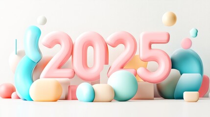  2025 background with pink colors isolated on white