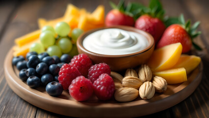 Nutritious Snack Platter with Fruits and Nuts