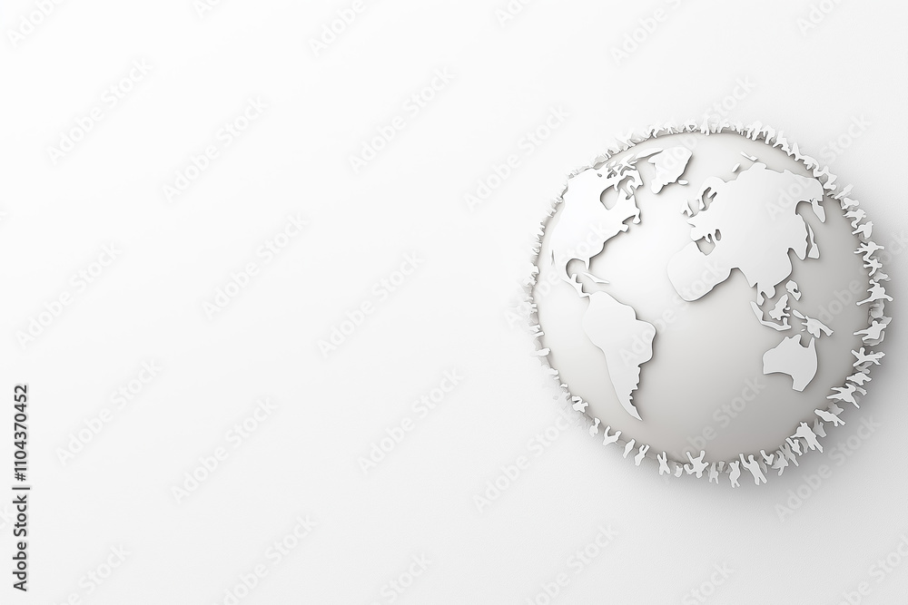 Aufkleber a plain globe with human silhouettes encircling it emphasizes global unity and interconnectedness in