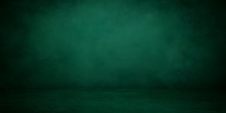 Elegant dark emerald green background with black shadow border and old vintage grunge texture design