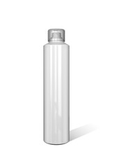 A sleek, empty white bottle with a cap, suitable for various beverages or personal care products.