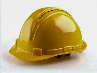 Fototapeta premium Bright yellow hard hat for workplace safety and construction protection