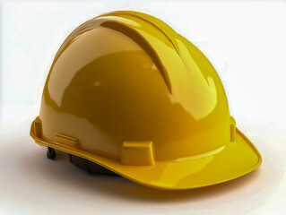 Fototapeta premium Bright yellow safety helmet for construction and industrial use